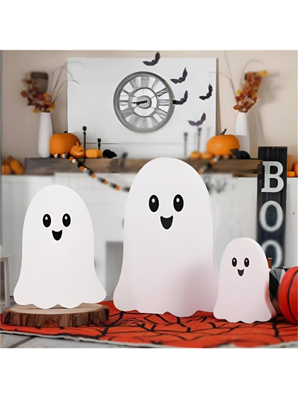 Halloween Decor-Halloween Decorations Indoor-3pcs Wooden Ghost Sign-Cute Ghost
